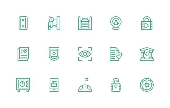 Protected Set with 15 Regular Line Icons Layout Icon Collection vector