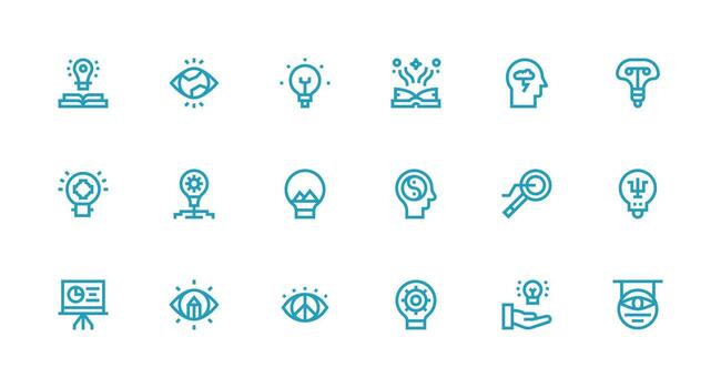 Insight Icon Set with 18 Strong Stroke Line Graphics User Interface Icons for Digital Products vector