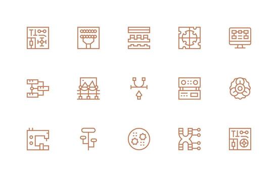 15 íconos para componentes en regular línea formato ligero icono serie vector