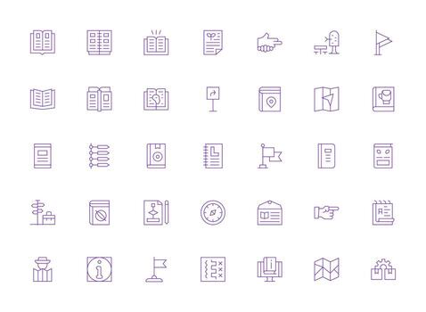 Guide Icon Set with 35 Light Line Graphics Scalable Icons for Cross-Platform Interfaces vector