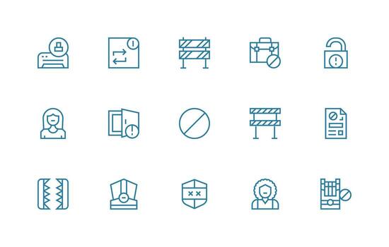 regular línea estilo acceso negado íconos con 15 vectores esencial icono colección