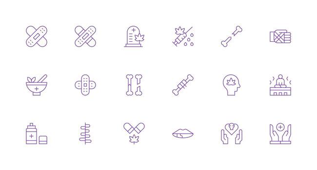 18 Icons for Healing in Minimal Line Format Icon Set for Projects vector