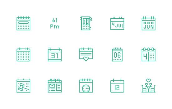 Date including 15 Regular Line Illustrations Clean Icon Collection for Web Use vector