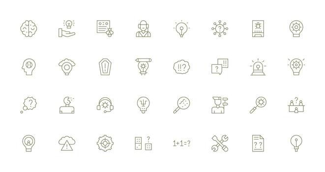 problema resolviendo presentando 32 íconos en Delgado línea diseño interfaz íconos para diario utilizar vector