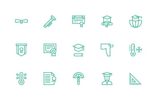 Regular Line Icons from Degree Set with 15 Vectors Clean Icon Collection for Web Use