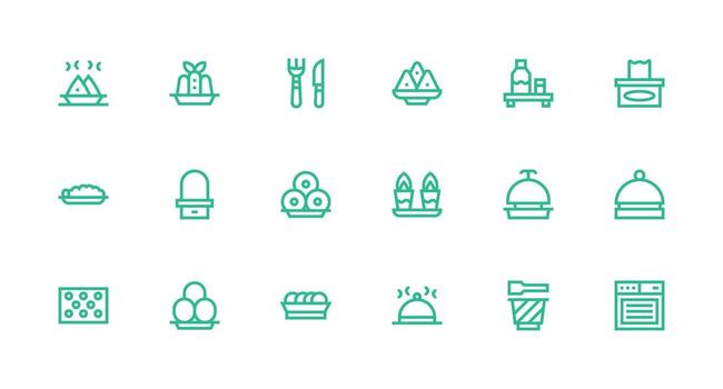 bandeja conjunto con 18 fuerte carrera línea íconos sencillo íconos para interfaz y wireframes vector