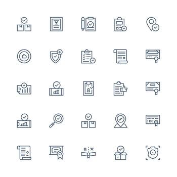 25 Medium Stroke Outline Icons for Validated Graphics Simple Icon Pack vector