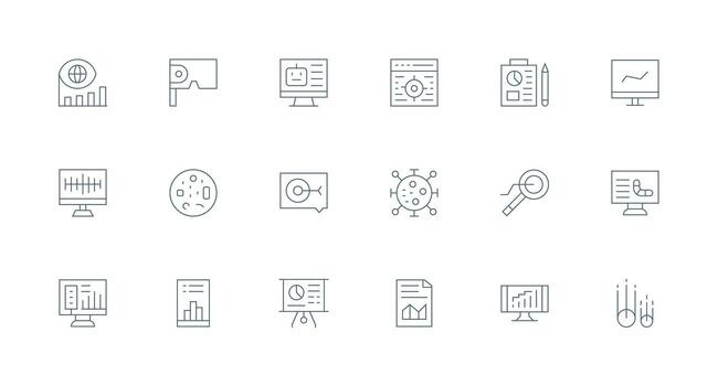 Minimal Line Style Visualization Icons with 18 Vectors Interface Icon Collection