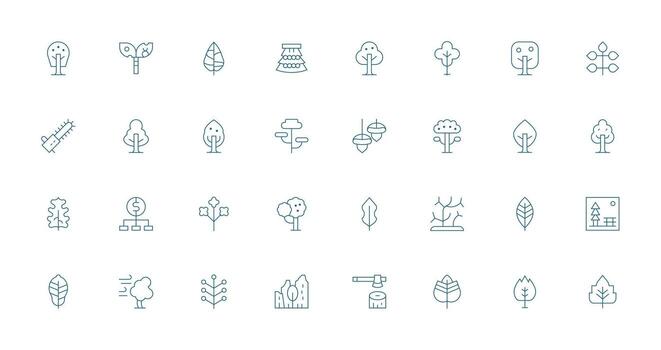 Tree featuring 32 Icons in Thin Line Design Essential Icon Collection vector