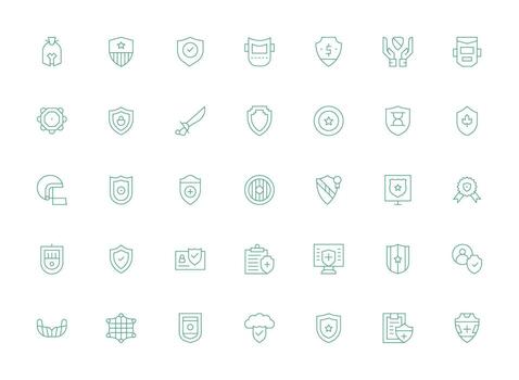 Shield Set with 35 Light Line Icons Neatly Designed Icons for Web Platforms vector