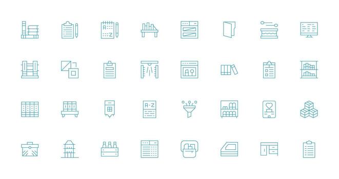 Organize Visual Pack containing 32 Thin Line Icons Fully Editable Icon Set for Web vector