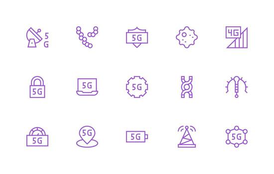 Cellular Icon Collection with 15 Regular Line Designs Well-Structured Icons for Creative Use vector