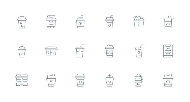 Minimal Line Icons from To Go Set with 18 Vectors Functional Icon Series