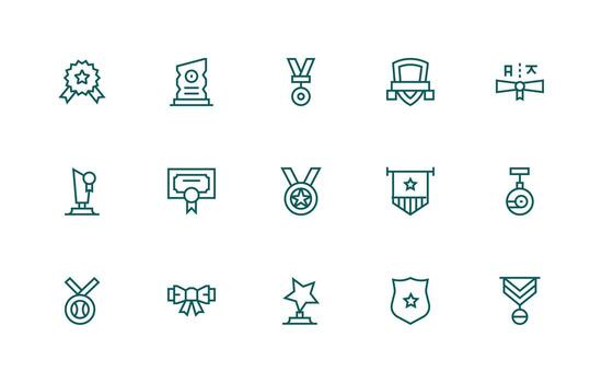 Merit featuring 15 Icons in Regular Line Design Icon Set for Projects vector