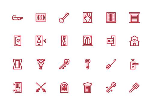 grueso línea línea íconos desde puerta conjunto con 24 vectores rápido acceso íconos para ui desarrollo
