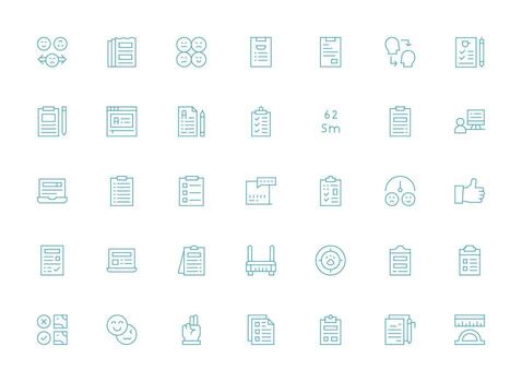Survey Visual Pack containing 35 Light Line Icons Sharp Icons for Presentations vector