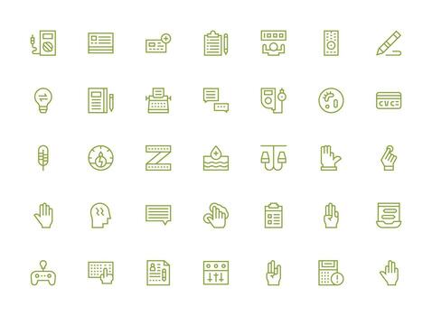 35 regular limpiar línea vectores para entrada tema ui y ux enfocado icono colección