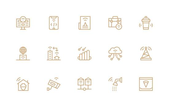 Wifi including 15 Regular Line Illustrations Essential Icons for Rapid UI Building vector