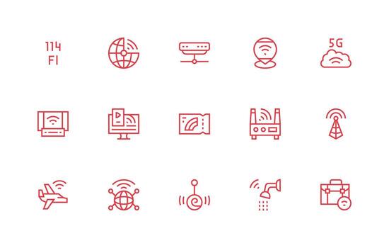 15 regular línea diseños para Wifi íconos web y aplicación icono paquete colección vector