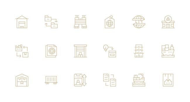 18 Minimal Line Style Icons from Import Collection Pixel Perfect Icon Set vector