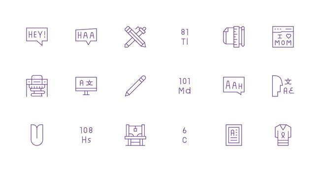 18 Icons for Typography in Minimal Line Format Icon Set for Projects vector