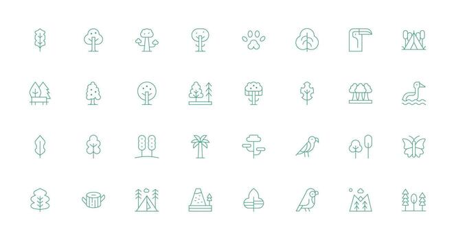 32 Thin Line Designs for Nature Reserve Icons Scalable Icons for Cross-Platform Interfaces vector