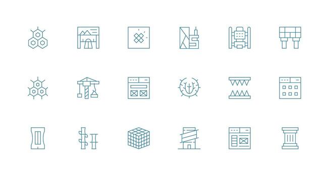 18 Icons for Framework in Minimal Line Format Minimal Icon Pack vector