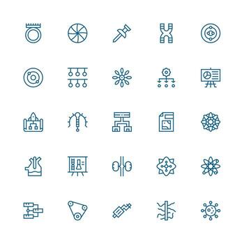 25 Medium Stroke Outline Icons for Diagram Graphics Minimal Icon Set for Interface Projects vector