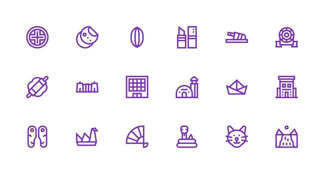 Flat Set with 18 Strong Stroke Line Icons Scalable Icons for Cross-Platform Interfaces vector