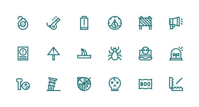 18 Strong Stroke Line Icons for Warning Graphics Neat Icon Set vector