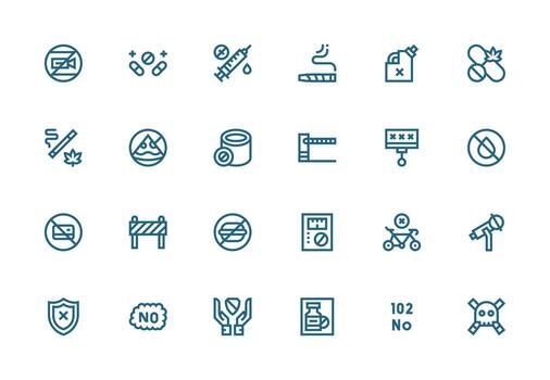 Prohibited Design Icons featuring 24 in Thick Line Line Style Multi-Style Icon Collection vector