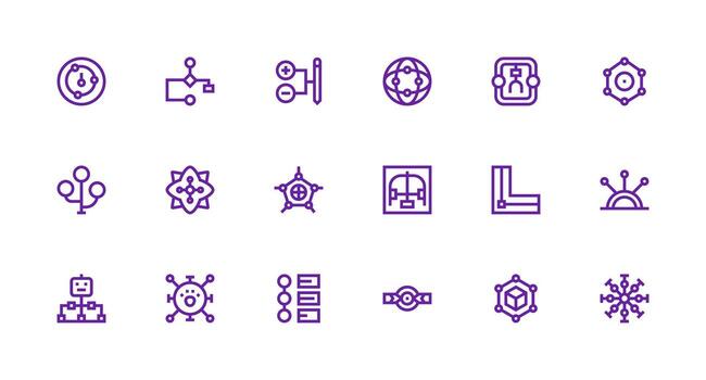Strong Stroke Line Style Node Icons with 18 Vectors Design Icon Pack