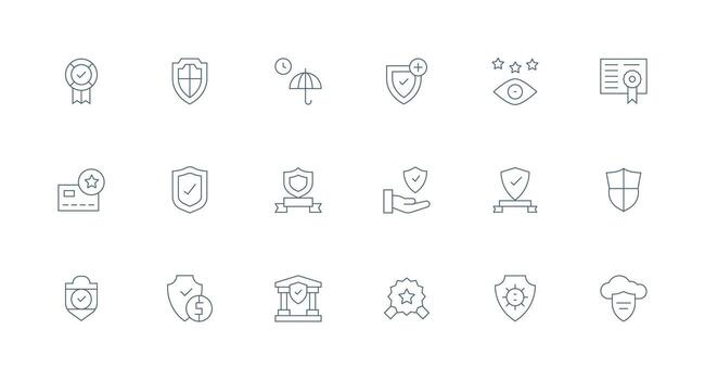 Minimal Line Style Reliable Icons with 18 Vectors Icon Set for Projects