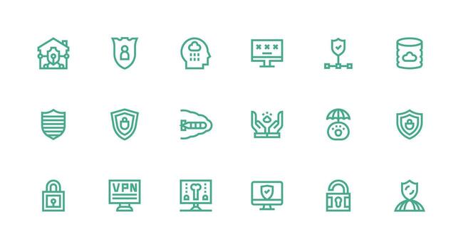 Cyber Security Icon Set with 18 Strong Stroke Line Graphics Design Ready Icon Set for Teams vector