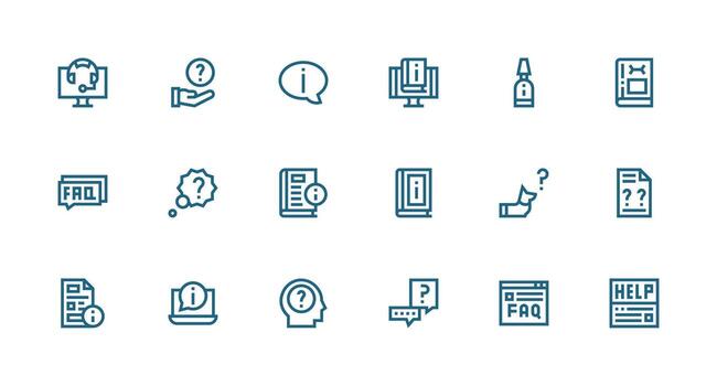 18 Strong Stroke Line Style Icons from Faq Collection Dashboard Icon Series vector