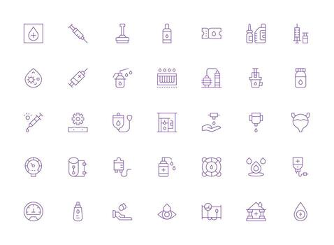 Fluid Icon Set with 35 Light Line Graphics Scalable Icons for Cross-Platform Interfaces vector
