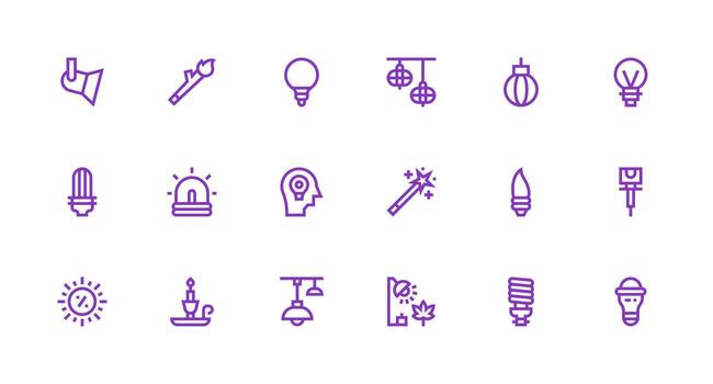 18 Strong Stroke Line Style Icons from Illumination Collection Multi-Purpose Icon Set vector