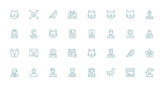 perfil visual paquete conteniendo 32 Delgado línea íconos interfaz íconos para diario utilizar vector