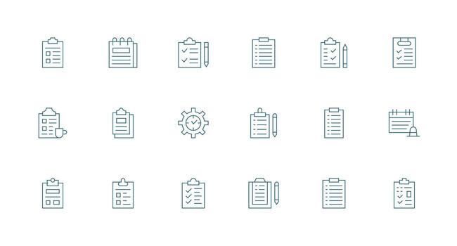 18 Icons for ToDo List in Minimal Line Format Light Icon Series vector