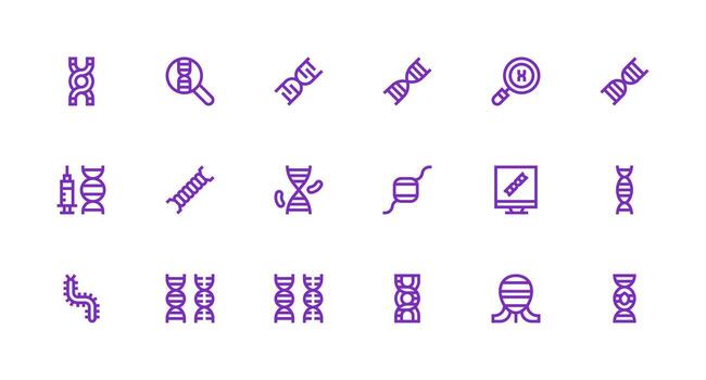Chromosome Icon Set with 18 Strong Stroke Line Graphics Clean Icon Collection for Web Use vector