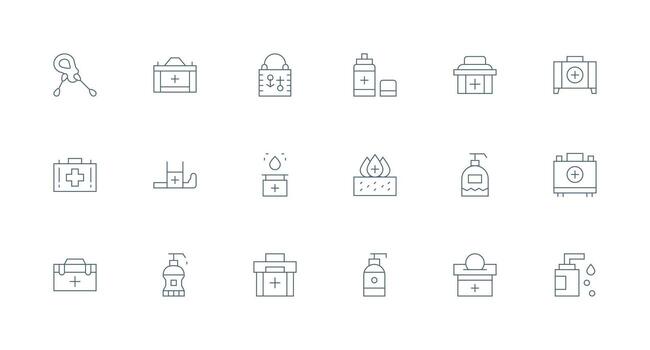 mínimo línea íconos desde antiséptico conjunto con 18 vectores usuario interfaz íconos para digital productos
