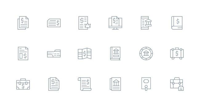 Ledger Design Icons featuring 18 in Minimal Line Style Professional Icon Pack for Development Work vector
