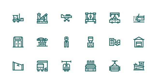 Unloading Set with 18 Strong Stroke Line Icons Flat Icon Set vector