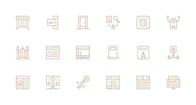 Portal Set with 18 Minimal Line Icons Modern Line and Glyph Icon Series vector