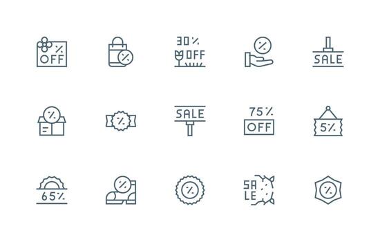 15 Regular Line Style Icons from Price Reduction Collection Digital Icon Collection vector