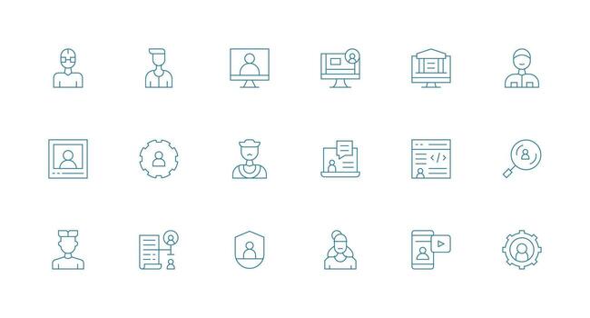 mínimo línea íconos desde cuenta administración conjunto con 18 vectores escalable íconos para todas temas