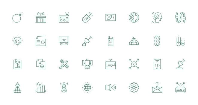 32 Thin Line Designs for Transmission Icons Minimal Icon Set for Interface Projects vector
