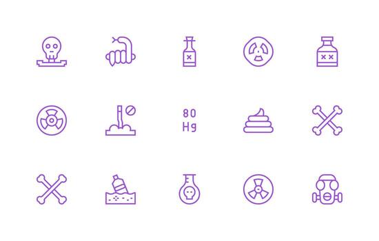 Toxic featuring 15 Icons in Regular Line Design Multi-Style Icon Collection vector