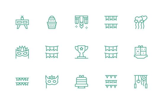 15 regular línea íconos para decoraciones gráficos limpiar icono colección para web utilizar vector