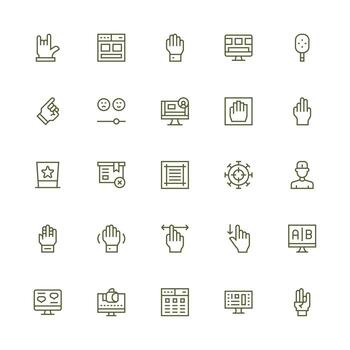25 medio carrera contorno diseños para ui íconos completar icono conjunto para móvil aplicaciones vector